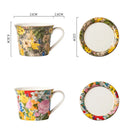 Axyaa Flower Coffee Cup with Lid: Elegant 430ml Ceramic Breakfast Mug