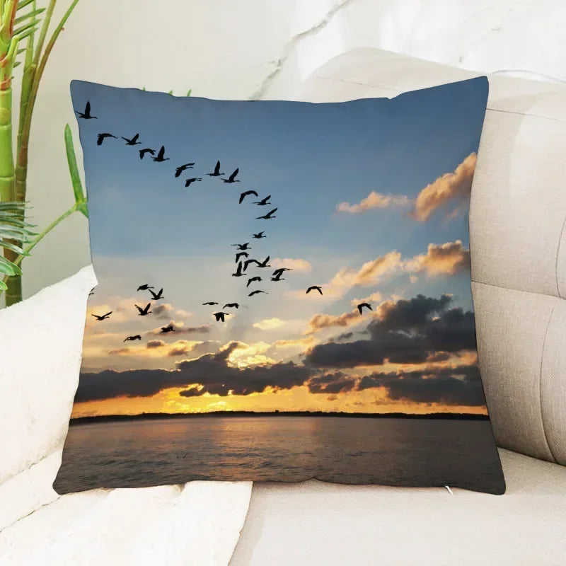 Axyaa Sea Waves Beach Pillowcase - Creative Office Car Home Lumbar Cushion Cover