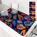 Axyaa Paisley Pattern Absorbent Mat: Antiskid & Quick Dry Kitchen & Bathroom Drain Pad