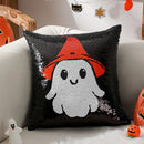 Axyaa Halloween Sequin Ghost Flip-Out Pillowcase: Sofa, Headboard, Cushion Cover