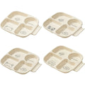 Axyaa 4-Grid Square Plastic Dinner Plate for Kids & Students, Reusable & Dishwasher Safe