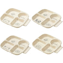 Axyaa 4-Grid Square Plastic Dinner Plate for Kids & Students, Reusable & Dishwasher Safe
