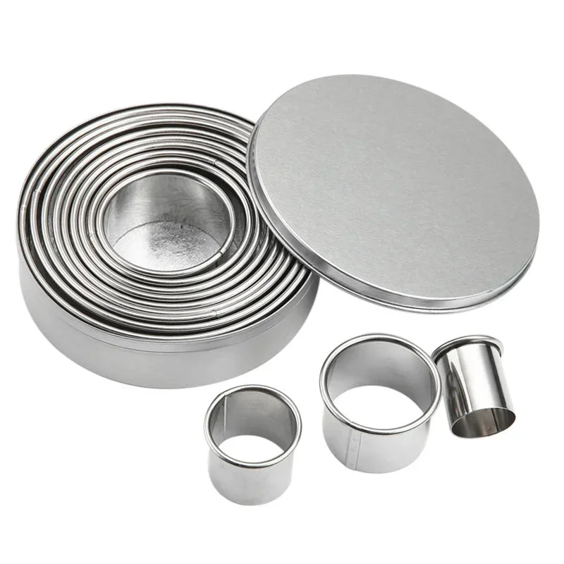 Axyaa Stainless Steel Round Cake Mould Set - DIY Kitchen Baking Tools