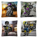 Axyaa Stunt Motorcycle Cartoon Soft Plush Cushion Cover Pillow Case