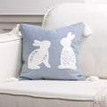 Axyaa Bunny Rabbit Floral Embroidery Pillow Cover, Soft Canvas Texture, Easter Home Decor