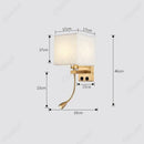 Axyaa LED Fabric Wall Light with Rotating Spotlight and USB Charging Port
