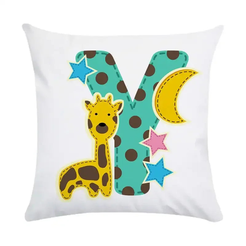 Axyaa Animal Letter Printed Decorative Polyester Pillow Cover for Home, Car, Sofa