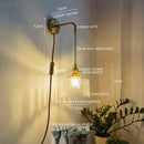 Axyaa Retro LED Wall Lamps, Copper Glass, Indoor Bedroom Bar Bathroom Mirror Light