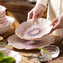 Axyaa Purple Floral Ceramic Plate Set Molecular Cuisine Tableware