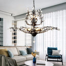 Axyaa Retro Black E14 Chandelier Crystals LED Pendant Lights - American Art Decor Hanging Lamp