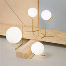 Axyaa Glass Ball Table Lamp, Gold Black Side Table Light for Bedroom Loft