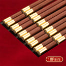 Axyaa Wooden Chopsticks Set - Handmade Japanese Natural Wood, Reusable, Non-Slip, Easy-to-Use