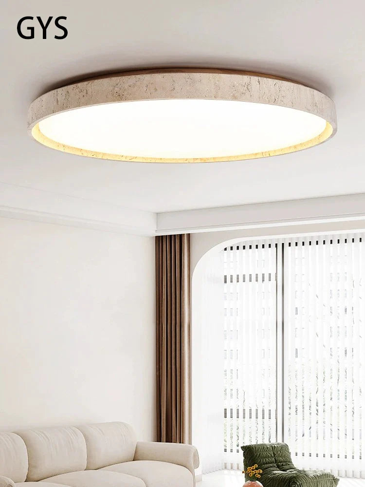 Axya Stone Downlight Ceiling Lamp, Walnut Color, Retro Style for Bedroom & Living Room