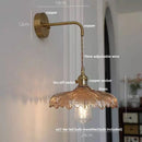 Axyaa Amber Vintage LED Wall Light Glass Copper Pull Chain Switch Bedside Lamp