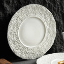 Axyaa Rock Texture Dinner Plate Set: Irregular Shape, Solid Color Ceramic Tableware