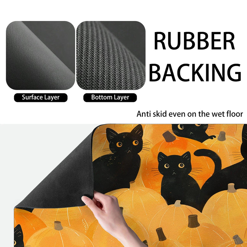 Axyaa Halloween Drying Mat: Absorbent, Heat Resistant, Non-slip Kitchen Counter Pad