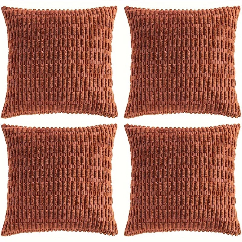 Axyaa Soft Plush Striped Corduroy Throw Pillowcase Set for Home Décor