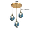 Axyaa Wood LED Pendant Lamp American Vintage Nordic Copper Glass Hanging Light