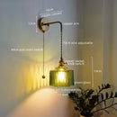 Axyaa Retro LED Wall Lamps, Copper Glass, Indoor Bedroom Bar Bathroom Mirror Light