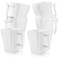 Axyaa Flora 6-Piece 11.5oz Ivory White Porcelain Square Mugs