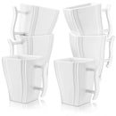 Axyaa Flora 6-Piece 11.5oz Ivory White Porcelain Square Mugs