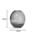 Axyaa Hexagonal Texture Glass Vase - Round Floral Vase for Desk Decoration and Flower Arrangement