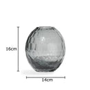 Axyaa Hexagonal Texture Glass Vase - Round Floral Vase for Desk Decoration and Flower Arrangement