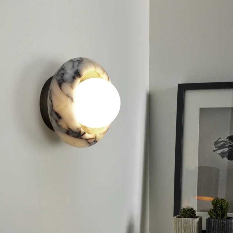 Axyaa Circular Marble LED Wall Lamp Modern Nordic Interior Lighting