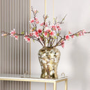 Axyaa Gold Ceramic Lattice Temple Jar with Lid - Home Decor Vase