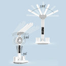 Axyaa LED Desk Lamp with Fan, Clock Display, Rechargeable Study Table Light