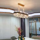 Axyaa Smoky Grey Crystal Chandelier LED Pendant Light, Luxe Leather, Dimmable for Living Room