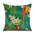 Tropical Birds Linen Pillowcase Set for Decorative Throw Cushions by Axyaa