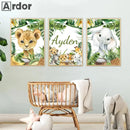 Axyaa Nursery Decor Animals Canvas Prints for Baby Kids Room