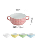 Axyaa Ceramic Double Ear Roast Bowl - Cute and Creative Soup Cup, Breakfast and Dessert Bowl