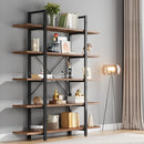 Axyaa 5-Tier Industrial Bookshelf, Vintage Style Bookcase 72"H x 47"L 12"W