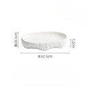 Axyaa Rock Oval Plate: White Porcelain Deep Dining Dish for Household, Club, Hotel
