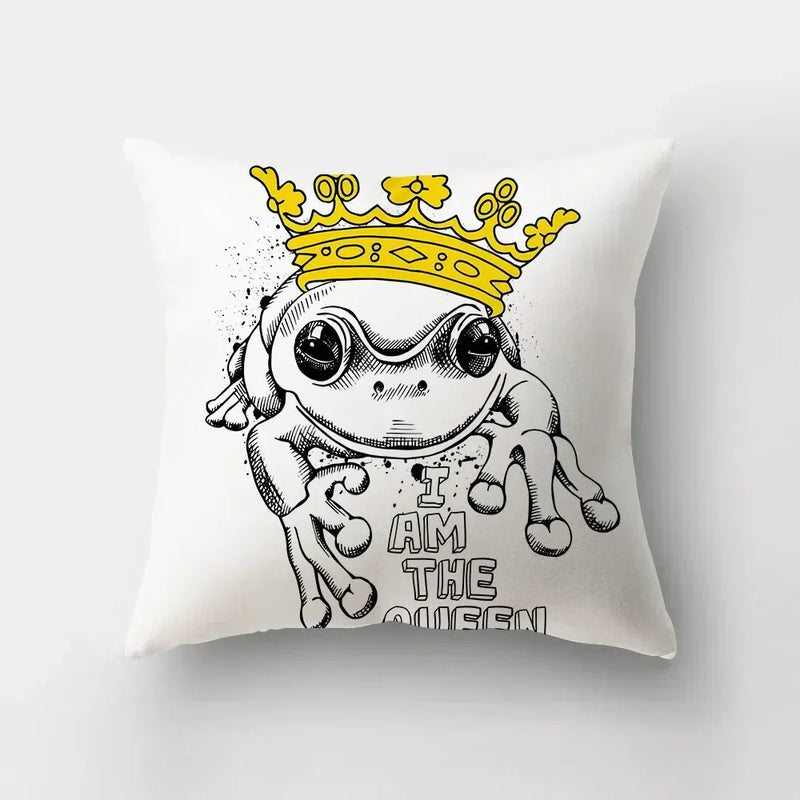 Axyaa Cartoon Dogs Feather Print Pillowcase Home Decor Sofa Seat Cushion Cover