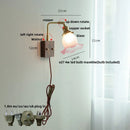 Axyaa White Glass LED Wall Light Hallway Fixture with Walnut Wood & Brass Switch