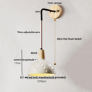 Axyaa Wood Socket Wall Lights Pull Chain Switch Adjustable Nordic Modern Lampara