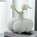 Axyaa Pumpkin Ceramic Vase: Minimalist Desk Decoration for Flowers with Artificial Floral Arrangement