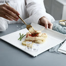 Axyaa White Ceramic Steak Plate - Molecular Cuisine Tableware