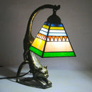 Axyaa Tiffany Cat Table Lamp: LED Vintage Creative Light for Home Bedroom