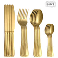 Axyaa 24pc Gold Stainless Steel Cutlery Set - Retro Style for Kitchen & Restaurant