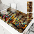Axyaa Vintage Guitar Coffee Cup Drying Mat - Non-Slip Absorbent Diatoms Kitchen Counter Drain Mats