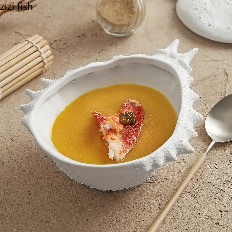 Axya Crab-Shaped Ceramic Soup Bowl with Lid, Restaurant Specialty Tableware