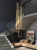 Axyaa Black LED Stairs Chandelier - Nordic Minimalist Luxury Ceiling Lamps
