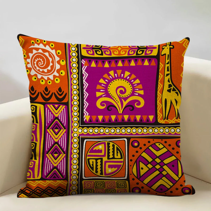 Axyaa African Dance Oil Painting Cushion Cover 45x45cm for Home Living Room Decor