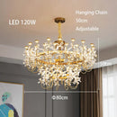 Axyaa Copper Petal Crystal Chandelier LED Dining Room Minimalist Luxury Artistic Lamp