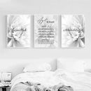 Islamic Ayat Al Kursi Canvas Painting, Gray Floral Print Wall Art by Axyaa