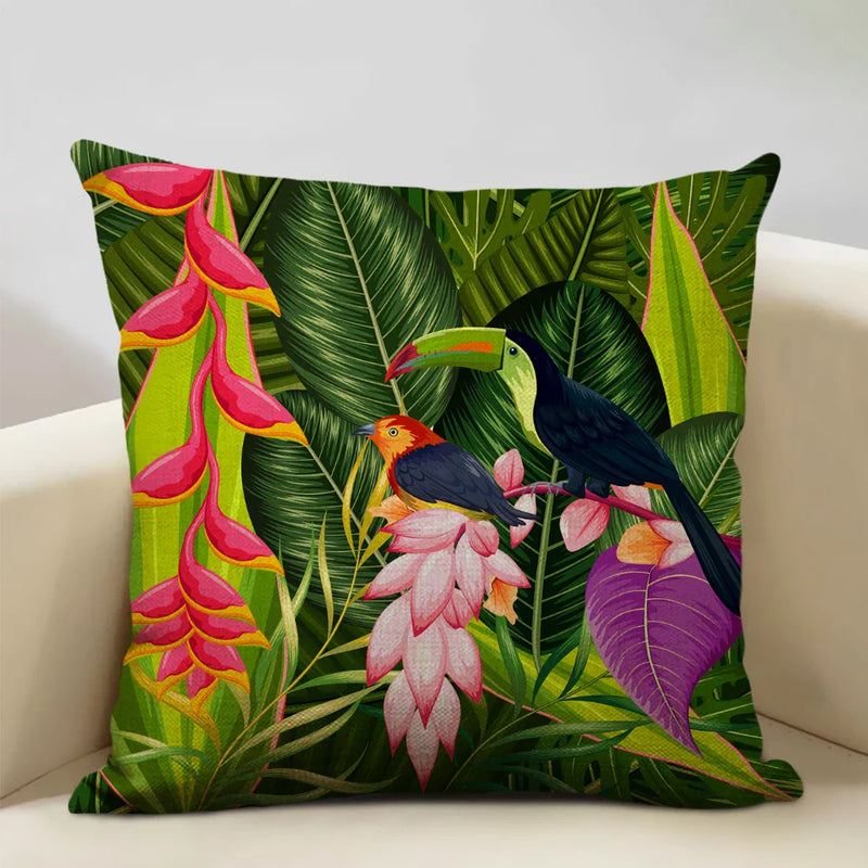 Axyaa African Parrot Flamingo Cushion Set for Home Decor & Comfort
